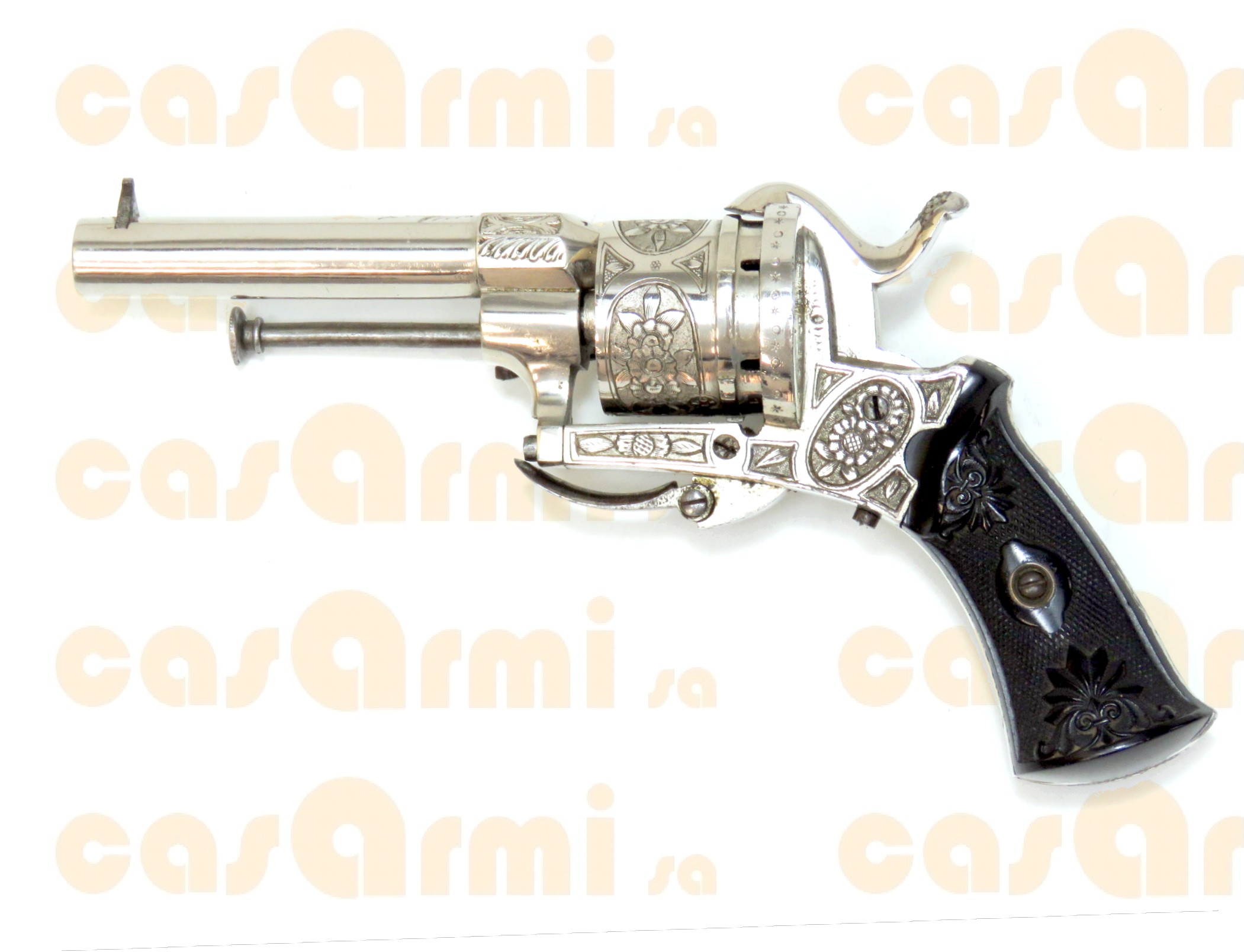 Lefaucheux Cromato, inciso, con astuccio in cordura, munizioni originali 7mm a spinetta